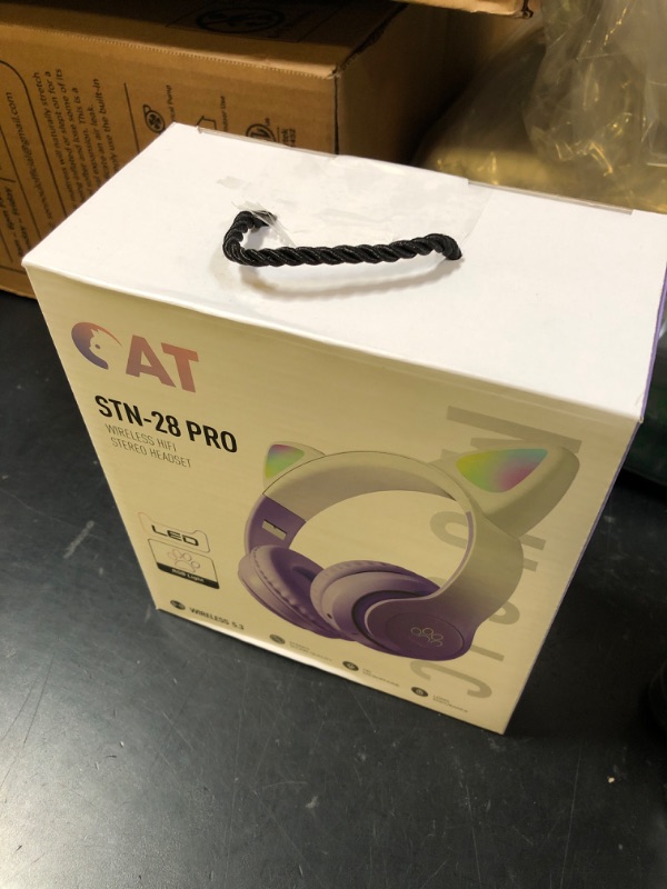 Photo 1 of TOKANI Kids Bluetooth Wireless Over-Ear Cat Ear Headphones with Microphone for Kids Teens Adults (Pro-Purple)