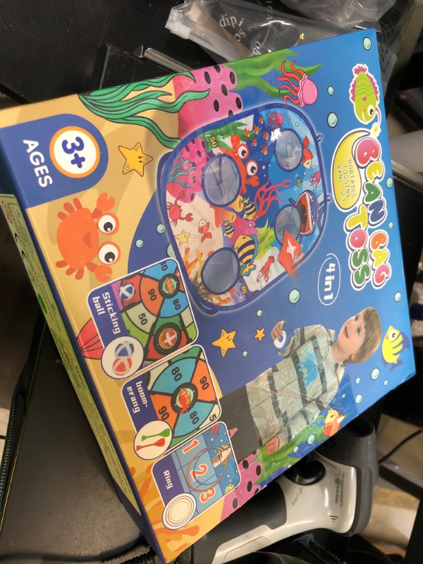 Photo 1 of RIEYON 5-in-1 Bean Bag Toss Game for Kids, Toddler Toys for Kids Party Games and Outdoor Toss Games, Birthday for Kids Aged 3 4 5 6 7 8 Year Old