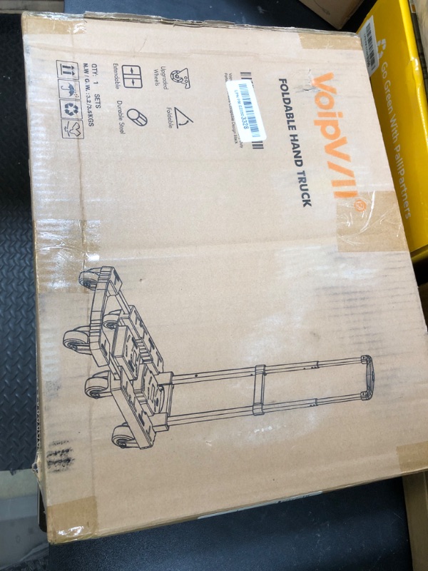 Photo 1 of Voipvvii Folding Hand Truck 500lbs, Portable Heavy Duty Dolly Cart, 6 Wheels Collapsible Luggage Cart with 2 Elastic Ropes - Compact Trolley Cart for Easy Moving - Ideal Hand Cart for Travel and More