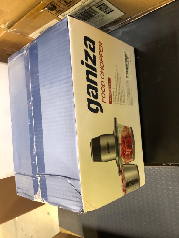 Photo 1 of GANIZA Food Processors, Electric Food Chopper with Meat Grinder & Vegetable Chopper - 2 Bowls (8 Cup+8 Cup) with Powerful 450W Copper Motor - Includes 2 Sets of Bi-Level Blades for Fruits/Meat/Nuts