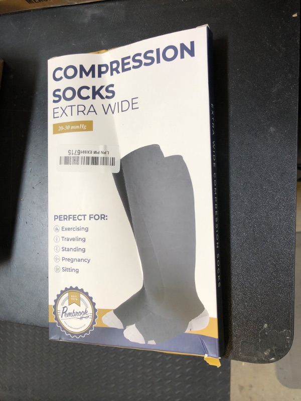 Photo 1 of Pembrook Plus Size Compression Socks Wide Calf - Up to 6XL | Black Wide Calf Compression Socks Women Plus Size | Circulation Support