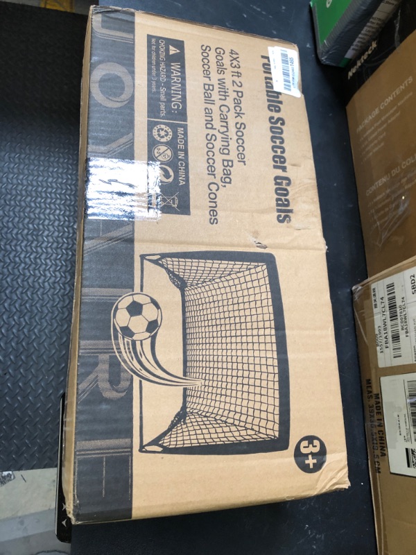Photo 1 of Soccer Goals for Backyard Set, Portable Kids Toddler Soccer Goal 2 of 4' x 3', Pop Up Soccer Net Soccer Training Equipment with Size 4 Soccer Ball, Carry Bag, Youth Games, Sports, Outdoor Play