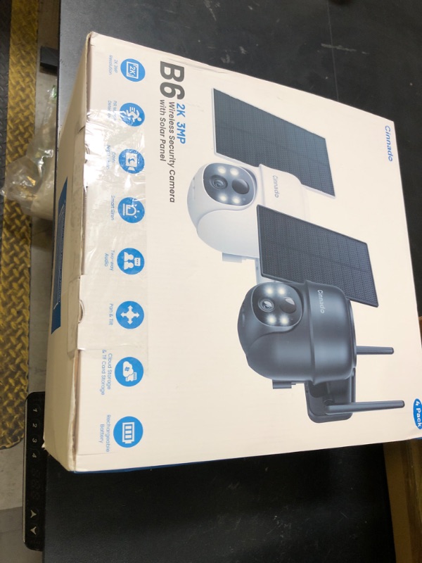 Photo 1 of Cinnado 2K Cameras for Home Security-2.4G WiFi Outdoor Camera Wireless Solar/Battery Powered, 360° Viewing, Human Detection, Color Night Vision, Cloud/SD Storage B6 (B6-White-4pack-2.4G)