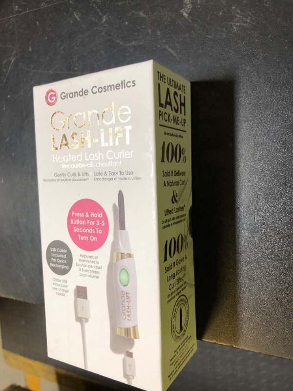 Photo 1 of Grande Cosmetics LASH-LIFT Heated Lash Curler, Rechargeable and Travel Friendly, 2 Heat Settings, White
