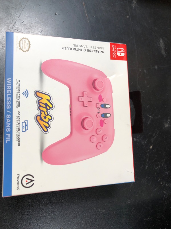 Photo 1 of PowerA Wireless Controller for Nintendo Switch - Kirby Mouthful, Switch Lite/Switch-OLED Model, Nintendo Switch 2, AA Battery Powered (Battery Included), Bluetooth, Motion Controls, Officially Licensed