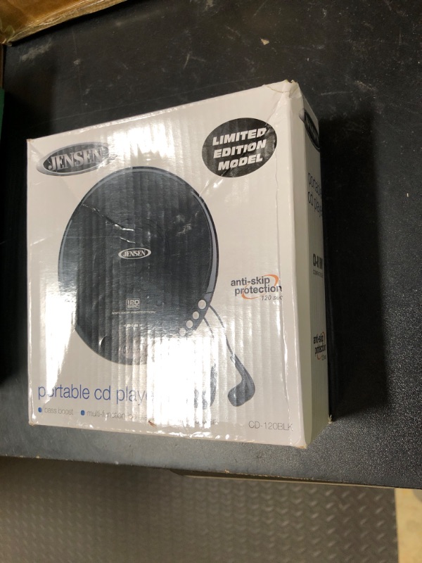 Photo 1 of Jensen Portable CD-120 Portable Personal CD Player Compact 120 SEC Anti-Skip CD Player – Lightweight & Shockproof Music Disc Player & FM Radio Pro Sport-Earbuds for Kids & Adults (Black)