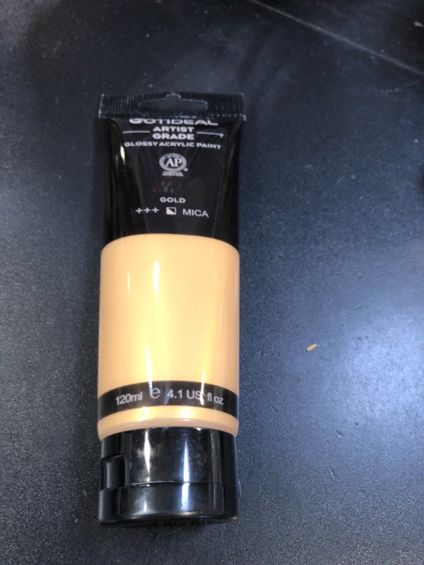 Photo 1 of GOTIDEAL Acrylic Paint Metallic Gold 24K Tubes(120ml, 4.1 oz) Non Toxic Non Fading,Rich Pigments for Painters, Adults & Kids, Ideal for Canvas Wood Clay Fabric Ceramic Craft Supplies (Gold)