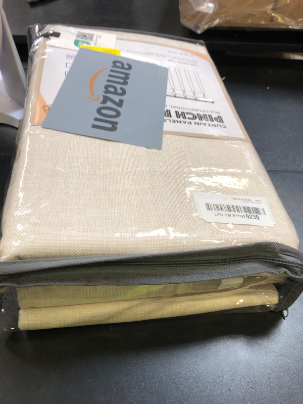 Photo 1 of 100% Blackout Shield Polyester Pinch Pleated Curtains Blackout, Pleated Drapes with Hooks 96 Inch Long 2 Panels Set, Polyester Blackout Curtains for Bedroom & Living Room, 40" W x 96" L, Cream