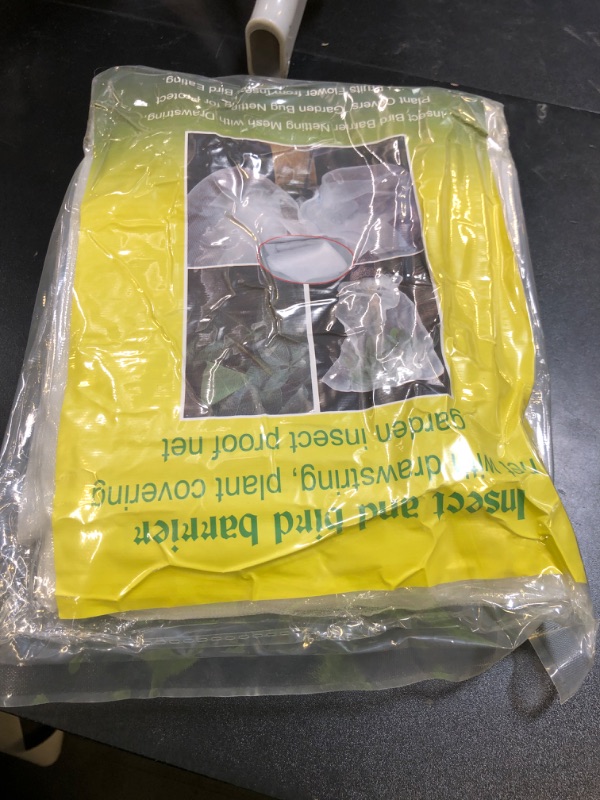 Photo 1 of 4 Pack Garden Mesh Netting for Plants 2.6x3.3ft - 3.3x4.9ft Insect Bird Netting Pest Barrier Bag with Drawstring 2 Size Fruits Tree Blueberry Bush Netting Cover Bag Protection for Vegetables Tomato