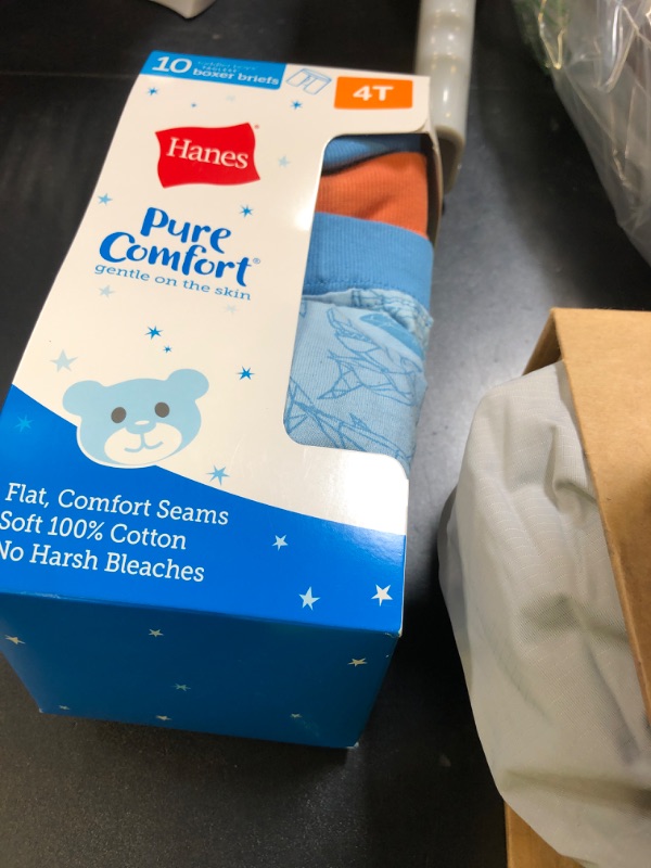 Photo 1 of Hanes Toddler Boys' Underwear, Pure Comfort 100% Cotton Boxer Briefs & Briefs Available, 10-Pack, Assorted, 4T