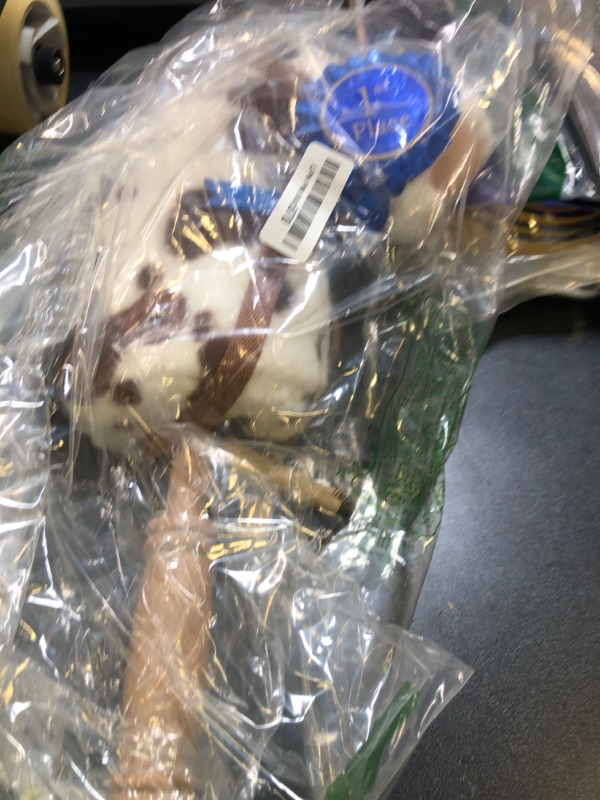 Photo 1 of HollyHOME Stick Horse Plush with Detachable Blue Ribbon Champion Hobby Horse on Stick with Wood Wheels Real Pony Neighing for Kids Toddlers Appaloosa 36 Inches(AA Batteries Required)
