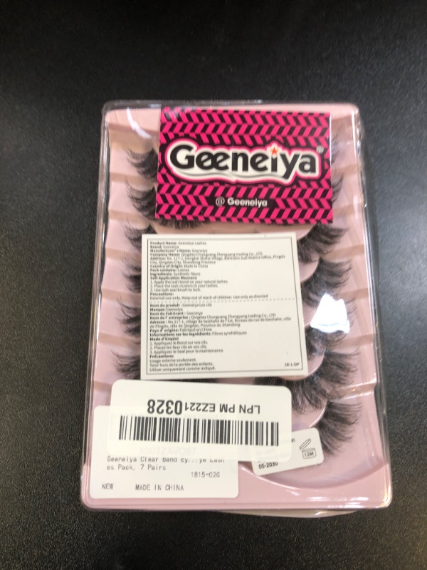 Photo 1 of Geeneiya Clear Band Eyelashes 15mm Cat Eye Lashes Natural Look Wispy False Eyelashes 3D Short Strip Eye Lashes Pack, 7 Pairs