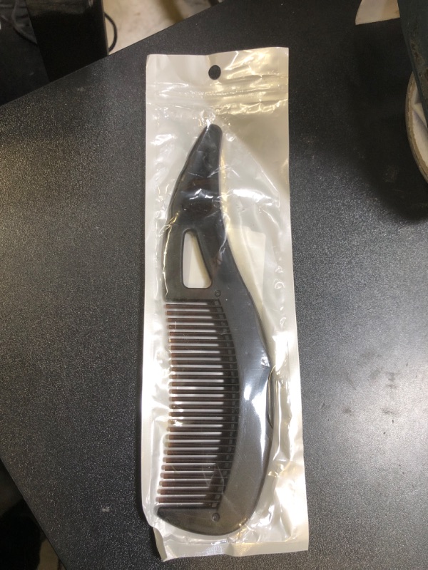 Photo 1 of Dandruff Comb Fine Tooth Scalp Detox Comb Lice for Women, Men & Kids Stainless Steel Scalp Detoxing, Sweep & Massage Hair Brush Tool for Hair Care (1PC Brown)
