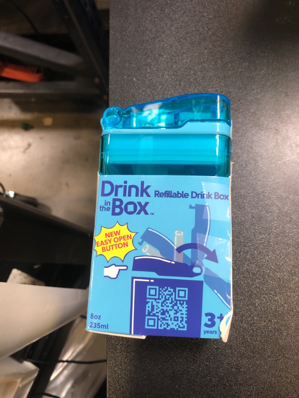 Photo 1 of Precidio Design Drink in the Box Eco-Friendly Reusable Drink and Juice Box Container, 8 ounce (Blue)