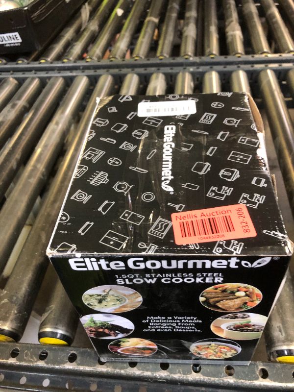Photo 1 of Elite Gourmet MST-250XS Electric Slow Cooker Ceramic Pot, Adjustable Temp, Entrees, Sauces, Stews & Dips, Dishwasher Safe Glass Lid & Crock, 1.5 Quart, Stainless Steel