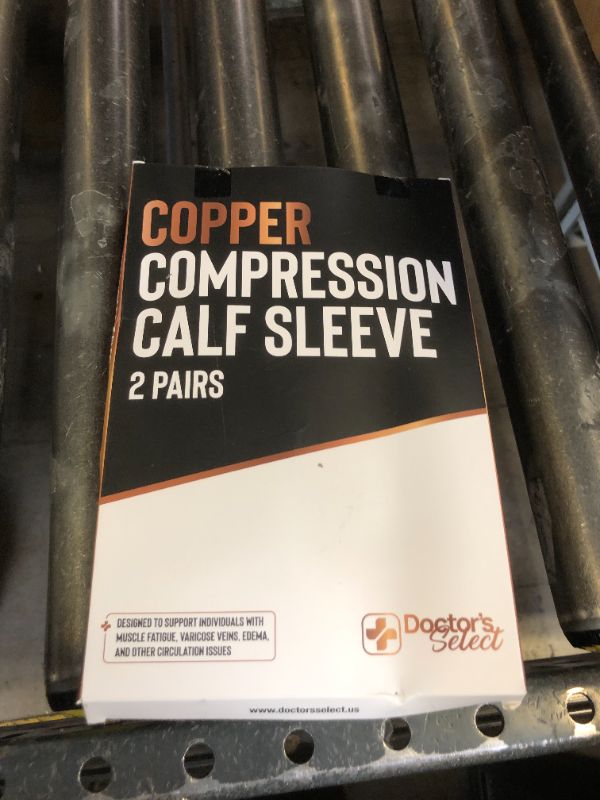 Photo 1 of Doctor's Select 2 Pairs Copper Calf Compression Sleeve - Compression Calf Sleeves Men, Compression Sleeves for Men Leg, Shin Splint Compression Sleeve, Black with Copper SM