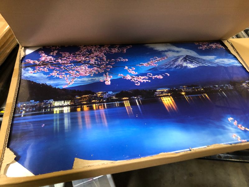 Photo 1 of LoveHouse Cherry Blossom Wall Art Mount Fuji Photo Pictures Poster Japanese Landscape Painting Dedcor for Bedroom
