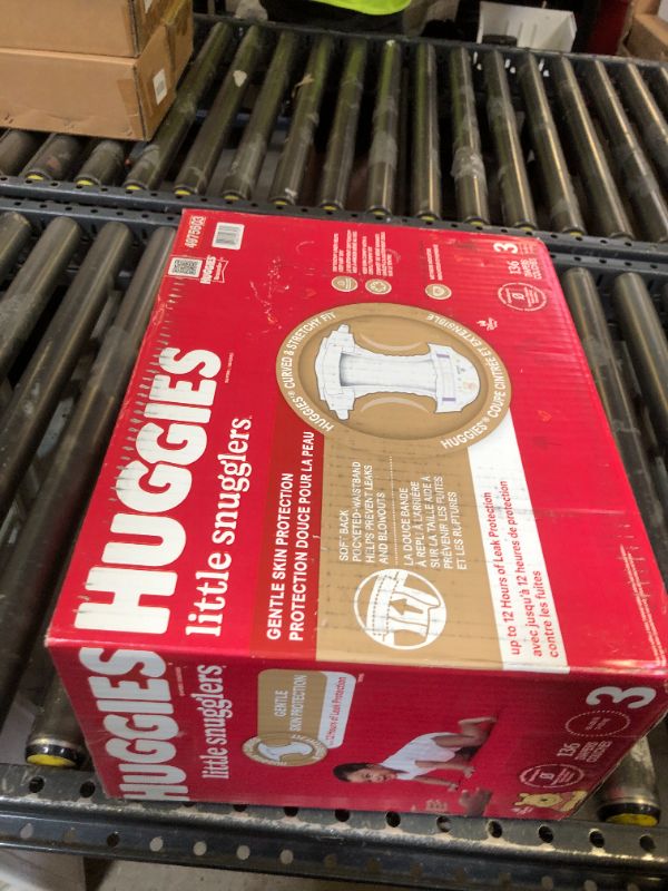 Photo 1 of Huggies Size 3 Diapers, Little Snugglers Baby Diapers, Size 3 (16-28 lbs), 136 Count, Packaging May Vary