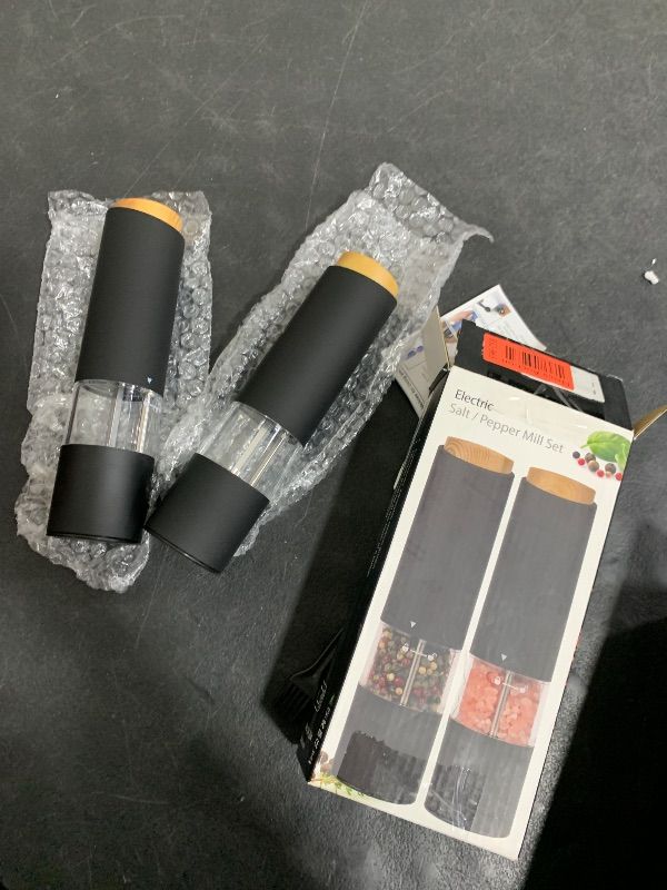 Photo 1 of Electric Salt and Pepper Grinder Set - Adjustable Coarseness, Battery-Operated with LED Light, 360° Transparent Design for Kitchen & Outdoor Cooking, Perfect for Home Chefs & Gift Shoppers
