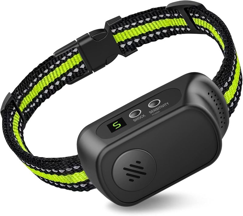 Photo 1 of Rechargeable Dog Bark Collar with Beep Vibration and Shock,Anti Barking Collar for Small Medium Large Dogs, Humane Dog Training Device with 5 Adjustable...