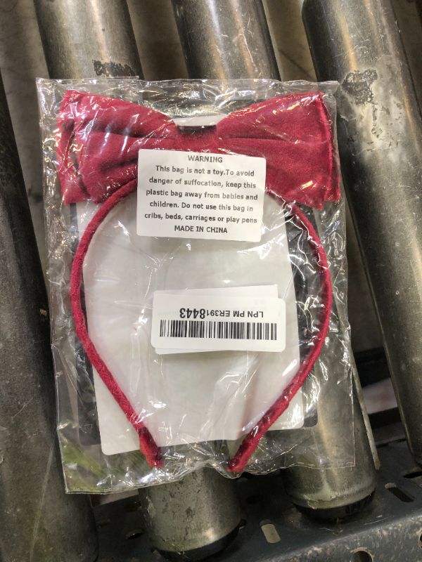Photo 1 of BAHABY Bow Headband Burgundy Bow Headbands for Women and Girls Snow White Powerpuff Girls Costume
