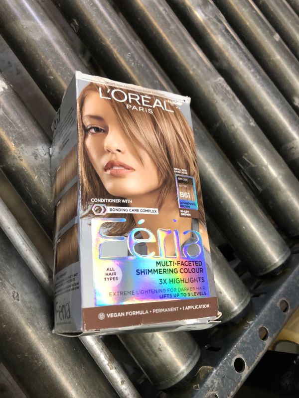 Photo 1 of L'Oreal Paris Feria Multi-Faceted Shimmering Permanent Hair Color, B61 Downtown Brown (Hi-Lift Cool Brown), Pack of 1, Hair Dye