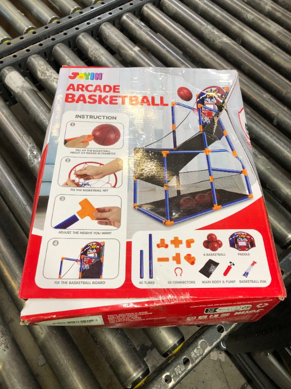 Photo 1 of JOYIN Arcade Basketball Game Set with 4 Balls and Hoop for Kids 3 to 12 Years Old Indoor Outdoor Sport Play - Easy Set Up - Air Pump Included - Ideal for Competition