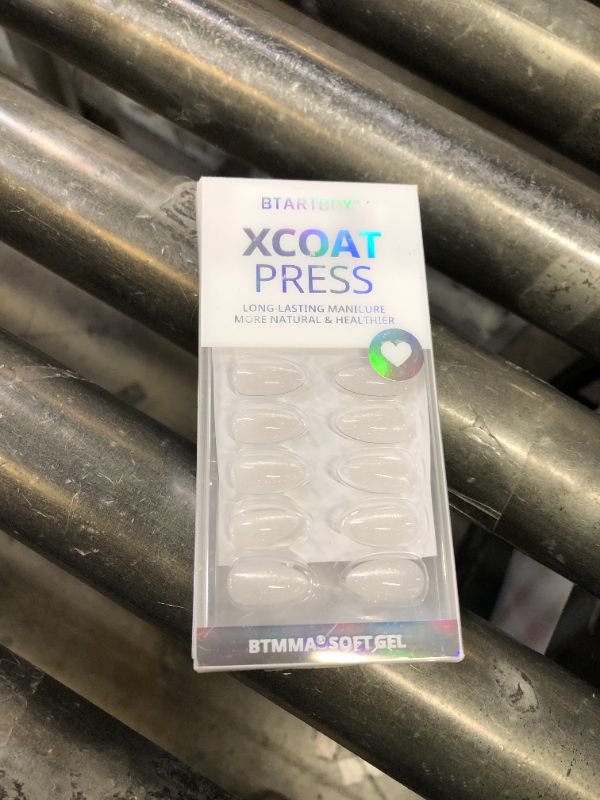 Photo 1 of BTArtbox Press On Nails Short - Lamp-Curable White Cat Eye Almond Press On Nails with Glue for Women, Semi-Transparent Soft Gel Glue On Nails in 16 Sizes - 32 Stick On Nails Kit, Whitecaps