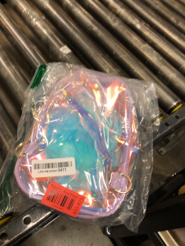 Photo 1 of PACKISM Clear Bag for Stadium Events -Iridescent Sling Bag, Holographic Crossbody Bag For Concert Festival Shiny Neon Reflective Purple