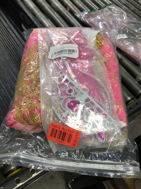 Photo 1 of Uhdear Girls Princess Costume Off Shoulder Dress Halloween Party with Accessories (Pink, 130/6 Years)