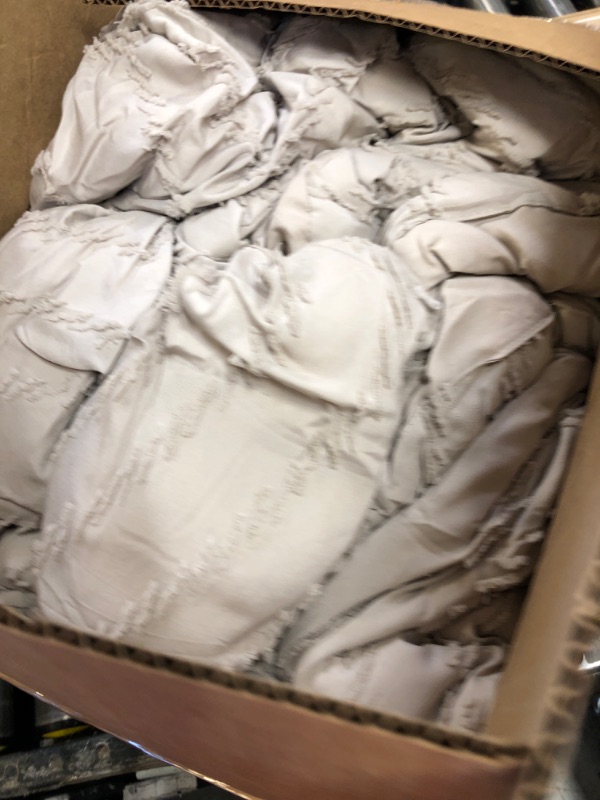 Photo 1 of Litanika King Size Comforter Set with Sheets Beige - 7 Pieces Bed in a Bag King Chevron Tufted Boho Luxury Bedding Sets with Comforter, Sheets, Pillowcases & Shams