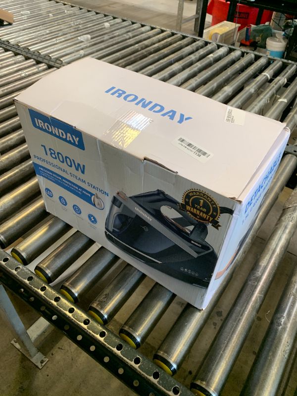 Photo 1 of IRONDAY Steam Iron for Clothes with LED Screen, 1800W Steam Station 1.5L Removable Water Tank, Auto Shutoff, Ceramic Soleplate, Anti-drip, Anti-calc, Self-clean, Ironing Steamer for Home, Blue
