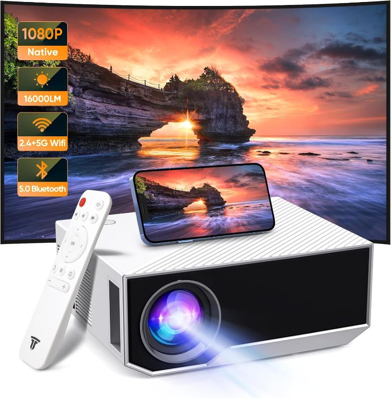 Photo 1 of Projector with WiFi and Bluetooth, 16000Lumens Portable Mini Projector,Native Full HD 1080P Outdoor Movie Projector,Smart Projector Compatible with Android/iOS/Windows/TV Stick/HDMI/USB