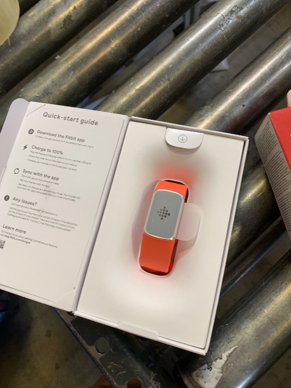 Photo 1 of Fitbit Charge 6 Fitness Tracker with Google apps, Heart Rate on Exercise Equipment, 6-Months Premium Membership Included, GPS, Health Tools and More, Gold/Coral, One Size (S & L Bands Included)