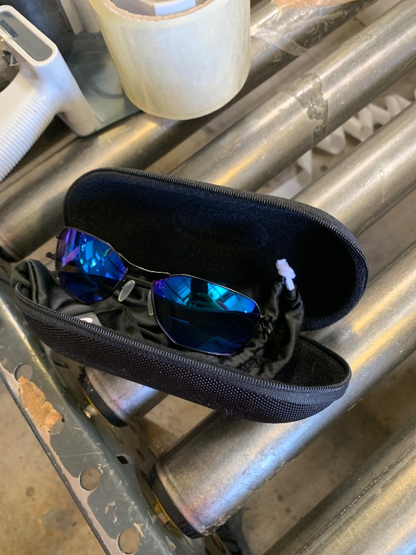 Photo 1 of Oakley Men's OO6047 Savitar Rectangular Sunglasses, Satin Black/Prizm Sapphire Polarized, 58 mm