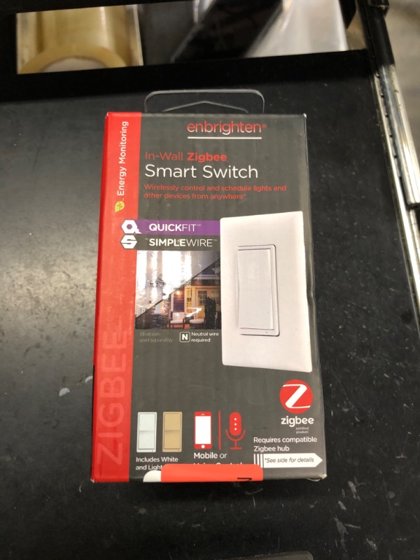Photo 1 of Enbrighten Zigbee Smart Light Switch, QuickFit & SimpleWire, Pairs Directly with Echo Show 10, Echo Studio, Eero Pro 6, Alexa & Google Assistant, Smart Light Switch, 43078