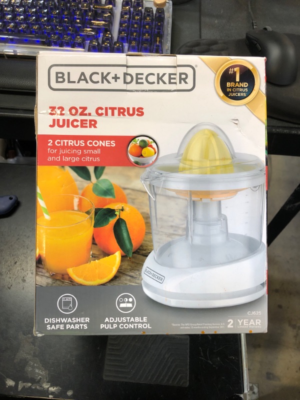 Photo 1 of BLACK+DECKER 32oz Electric Citrus Juicer, CJ625, Pressure Activated, Adjustable Pulp Control, Dishwasher-Safe