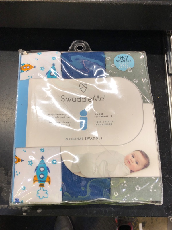 Photo 1 of SwaddleMe by Ingenuity Original Swaddle, 100% Cotton, Improves Sleep & Calms Startle Reflex, 3-6 Months, 1.0 TOG, 3-Pack, Baby Swaddle Blanket - Superstar
