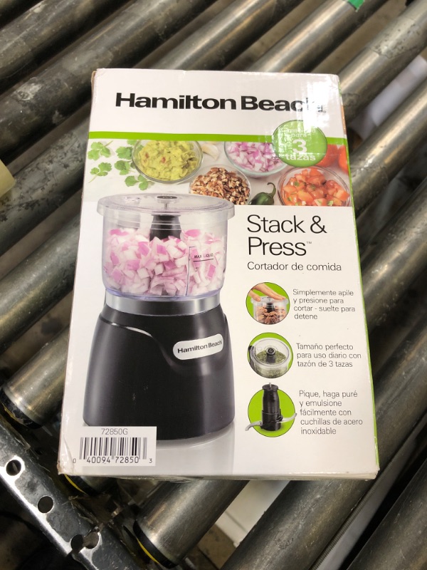 Photo 1 of Hamilton Beach Electric Vegetable Chopper & Mini Food Processor, 3-Cup, 350 Watts, for Dicing, Mincing, and Puree, Black (72850)