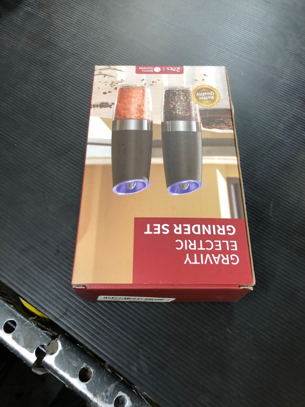 Photo 1 of CIRCLE JOY Gravity Electric Salt and Pepper Grinder Set Automatic Salt and Pepper Grinder Set with LED Light, Battery Operated, Adjustable Coarseness, Large Capacity, for Home Kitchen BBQ