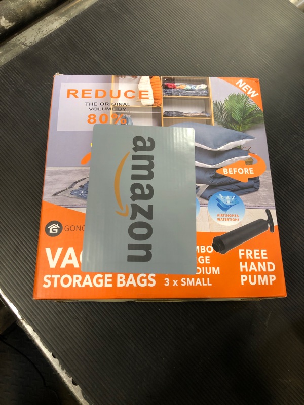 Photo 1 of 12 Pack Vacuum Storage Bags (3 Jumbo, 3 Large, 3 Medium, 3 Small),Plastic Packaging Bags,Space Saver Sealer Compression Bags with Travel Hand Pump for Blankets, Comforters, Pillows, Clothes Storage