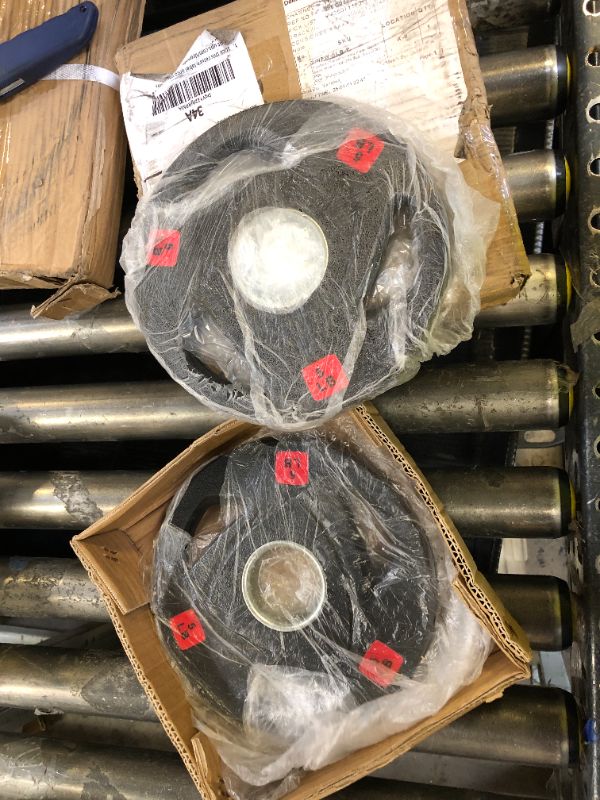 Photo 1 of FLYWHEEL RUBBER COATED PLATE; BLACK; BLACK LETTER IN RED 2IN, 5LB 