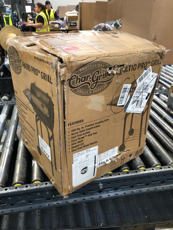 Photo 1 of Char-Griller® Patio Pro Charcoal Grill and Smoker with Cast Iron Grates, Premium Wood Shelf and Damper Control, 250 Cooking Square Inches in Black, Model E1515