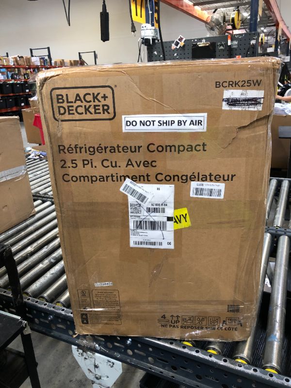 Photo 1 of BLACK+DECKER 2.5 Cu. Ft. Compact Refrigerator, ENERGY STAR Certified, Single Door Mini Fridge with Chiller Compartment, Personal Fridge for Home or Dorm Room, R600a Refrigerant, BCRK25W, White