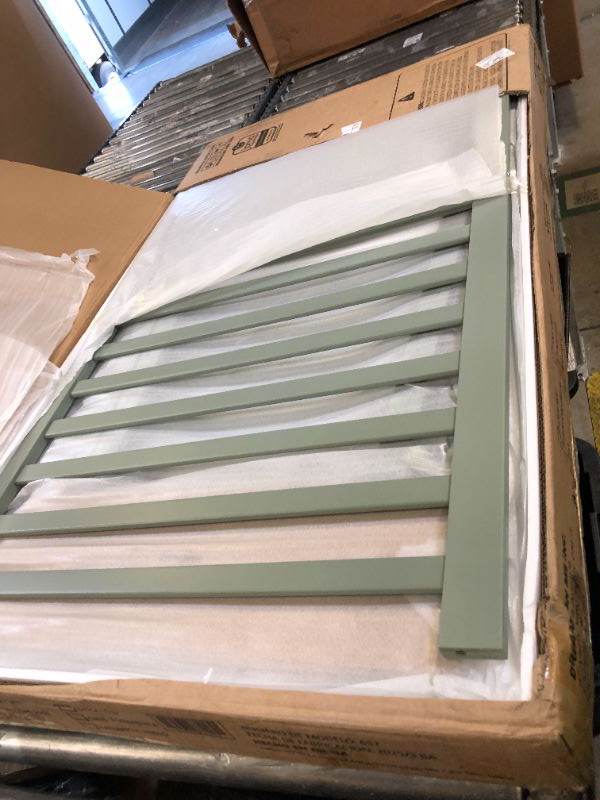 Photo 1 of Dream On Me Synergy 5-in-1 Convertible Full-Size Baby Crib with Toddler, Day & Full Bed Conversion in Meadow Green, GreenGuard Gold & JPMA, 4 Mattress Heights, Sustainable Pinewood