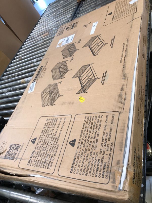 Photo 1 of Dream On Me Synergy 5-in-1 Convertible Full-Size Baby Crib with Toddler, Day & Full Bed Conversion in Meadow Green, GreenGuard Gold & JPMA, 4 Mattress Heights, Sustainable Pinewood