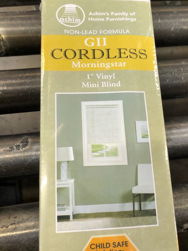 Photo 1 of Cordless Light Filtering Mini Blind - 41 Inch Width, 64 Inch Length, 1" Slat Size - Alabaster - Cordless GII Morningstar Horizontal Windows Blinds for Interior by Achim Home Decor