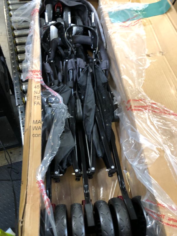 Photo 1 of Dream On Me Volgo Twin Umbrella Stroller in Black, Lightweight Double Stroller for Infant & Toddler, Compact Easy Fold, Large Storage Basket, Large and Adjustable Canopy