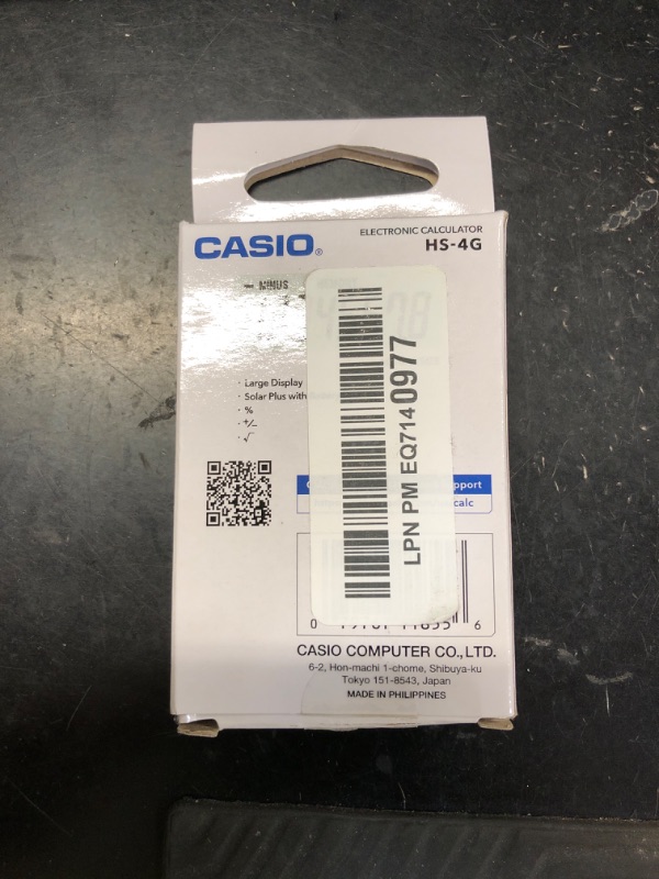 Photo 1 of Casio HS-4G, Elementary/Secondary Standard Function Calculator