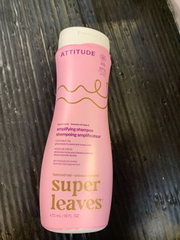 Photo 1 of ATTITUDE Amplifying Shampoo for Curly Hair with Coconut Oil, EWG Verified, Vegan and Naturally Derived Ingredients, 2a, 2b, 2c Curl Type, Gives body to Curls, 16 Fl Oz